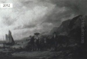 Figures With A Cart By A Coastline Figures With A Cart By A Coastline