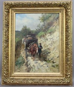 Le Charretier Sur Le Chemin by Leon Georges Calves