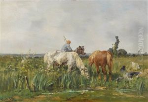 Paysan Abreuvant Ses Chevaux Paysan Abreuvant Ses Chevaux