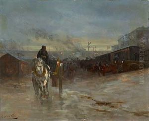 Verladebahnhof Am Abend by Leon Georges Calves