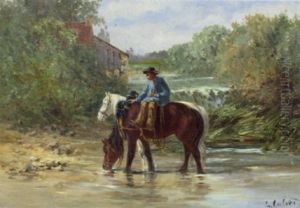 The Returning Plough Team by Leon Georges Calves