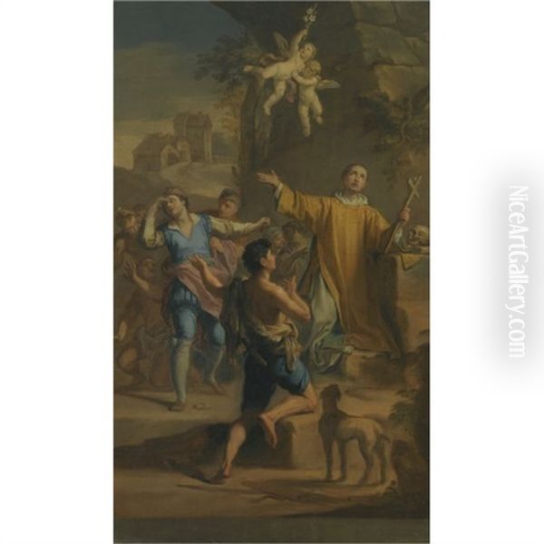 An Outdoor Scene With A Saint In Ecstatic Rapture, Surrounded By Devotees (bozzetto) - view 1
