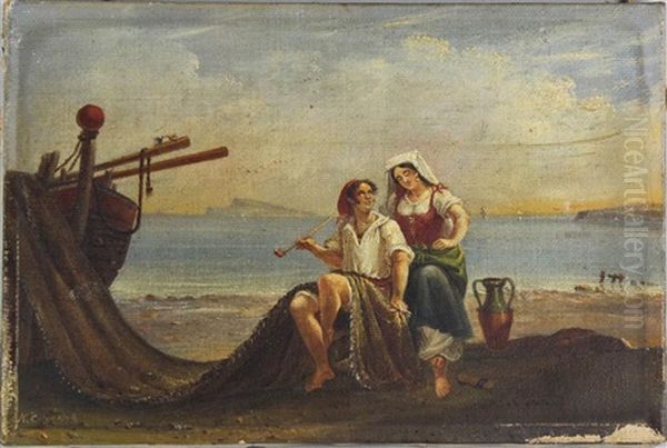 Fisherman And Wife By The Shore - view 1