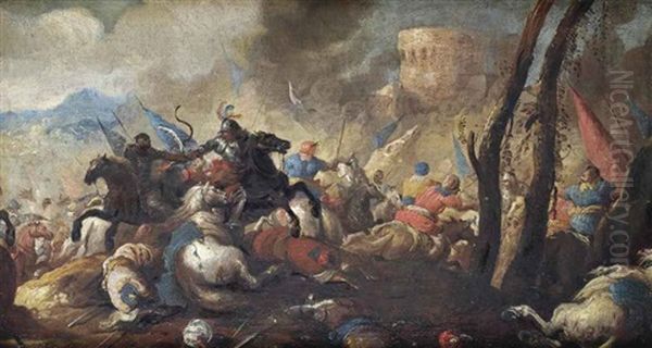 A Cavalry Engagement By The Walls Of A Fortified City - view 1