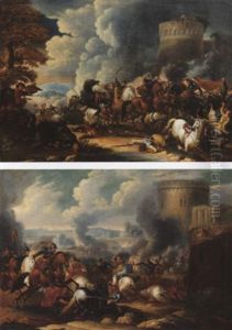 Scontro Tra Cavallerie Cristiane E Turche Di Fronte Alla Fortezza