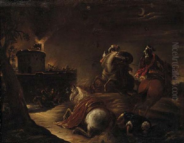 Christians And Turks Before A Besieged Castle - view 1