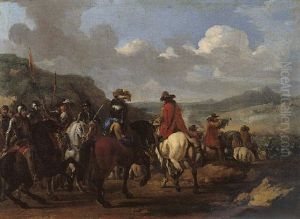 Cavalrymen Preparing To Go Into Battle by Antonio Calza