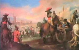 Manovra Di Soldati A Cavallo Presso Una Citta Manovra Di Soldati A Cavallo Presso Una Citta