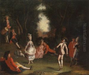 A Fete Galante With Elegant Figures In A Woodland Setting A Fete Galante With Elegant Figures In A Woodland Setting