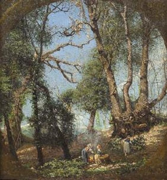 Paesaggio Alberato Con Figure - view 1