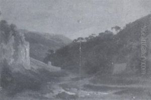 Paisaje Con Montanas Y Rio by Domenico Cambiaso