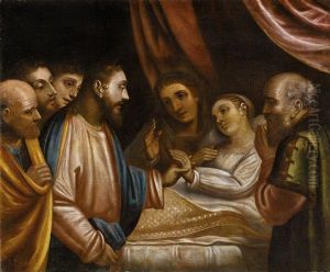 Christ Healing The Bleeding Woman by Luca Cambiaso
