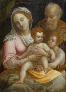 Holy Family With John The Baptist by Luca Cambiaso