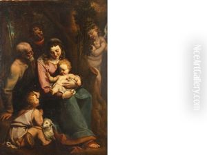 The Holy Family With The Young Saint John The Baptist by Luca Cambiaso