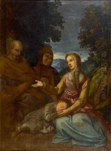 Mendiante Dans Un Paysage by Luca Cambiaso