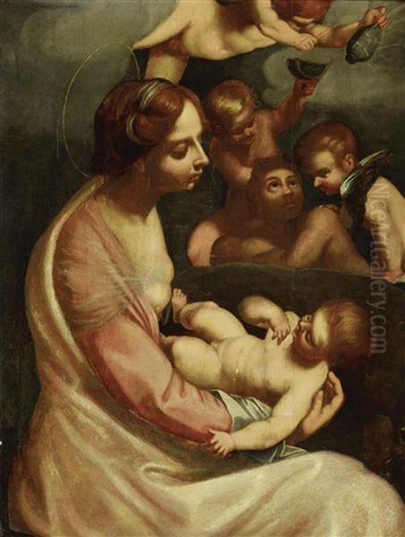 Maria Mit Dem Kind Von Engeln Begleitet - view 1