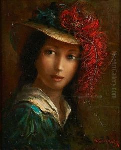 Portrait A La Plume Rouge