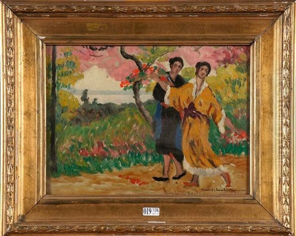 Jeunes Femmes Cueillant Des Fleurs - view 1