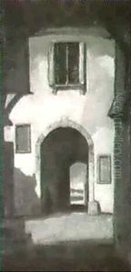 A Courtyard, Villefranche by David Young Cameron