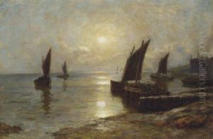 Fishing Boats At Sunset On The Coast by Duncan Cameron