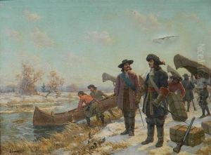 Lasalle And Tonti At The Long Portage by Edgar Spier Cameron