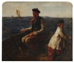 Mackerel Fishing At Sunset by Hugh Cameron