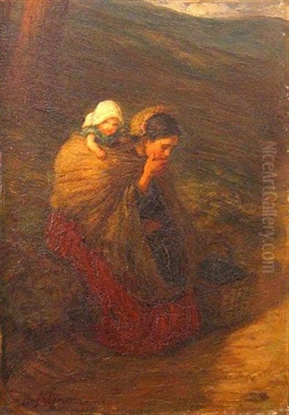 Mother And Child Resting By A Path - view 1