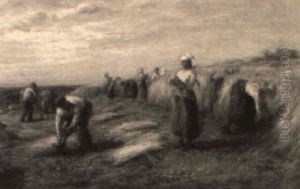 Harvesting Wheat, Arran by Hugh Cameron