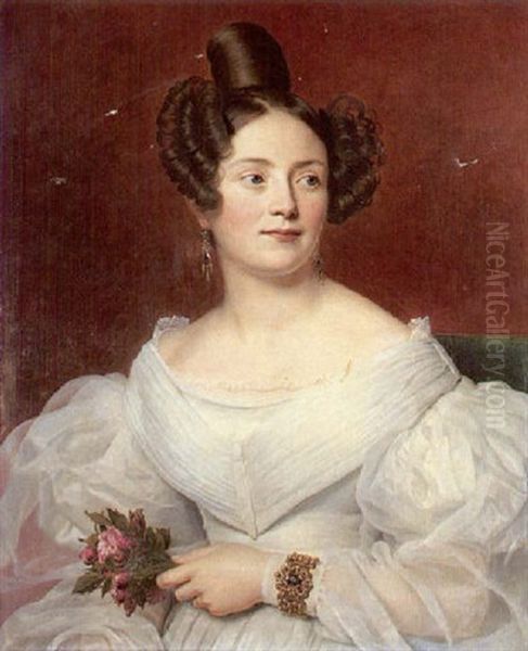 Portrait De Jeune Femme Au Bouquet - view 1