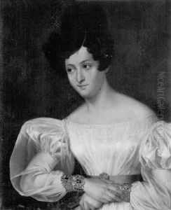 Portrait De Jeune Femme A La Ceinture Bleue Et Au Bijou Romantique