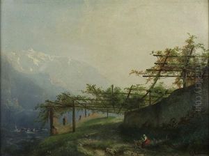 Italian Alps With Figure by Giuseppe Camino