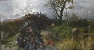 An African-american Regiment In The United States Army Forming For Battle by Michele Cammarano