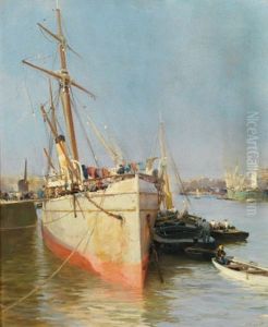 Bateau Au Port by Jacques-Marie Omer Camoreyt