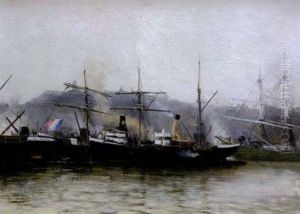 Vue Du Port De Bordeaux by Jacques-Marie Omer Camoreyt