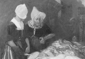 Bretoninnen Auf Dem Fischmarkt by Jacques-Marie Omer Camoreyt