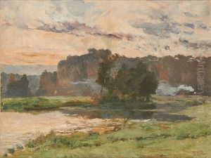 Feu En Bord De Cours D"eau by Camille Van Camp