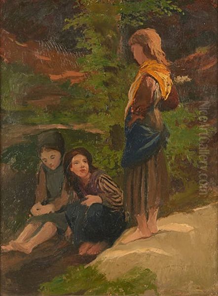 Trois Enfants En Conversation - view 1