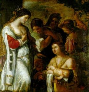 The Finding Of Moses by Domenico Campagnola