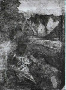 Seated Figures Watching Oxen Pulling A Cart