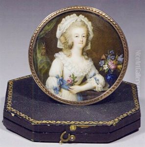 La Reine Marie-antoinette Accoudeewc Pres D'un Bouquet, Une Rose A La Main by Francois Campana