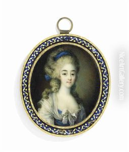 Maria Theresa Of Savoy (1756-1805), Comtesse D'artois, In White Dress With Blue Bodice With White Bow, White Muslin Fichu by Ignazio Pio Vittoriano Campana