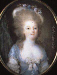 Portrait Of A Lady Before Green Curtain In Lace Trimmed Dress by Ignazio Pio Vittoriano Campana