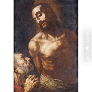 San Pedro En Lagrimas Ante Cristo Atado A La Columna by Pedro Campana