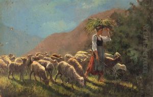 Pastorella Con Gregge by Simone Campanile