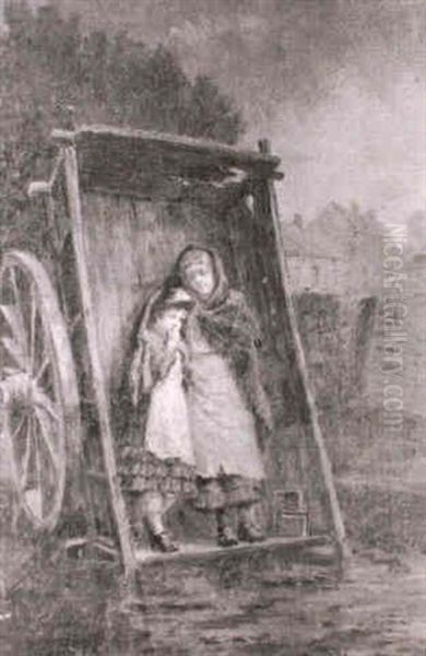 Farm Children Sheltering Under A Cart - view 1