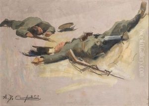 Studio Preparatorio Per Scena Bellica by Alcide Davide Campestrini