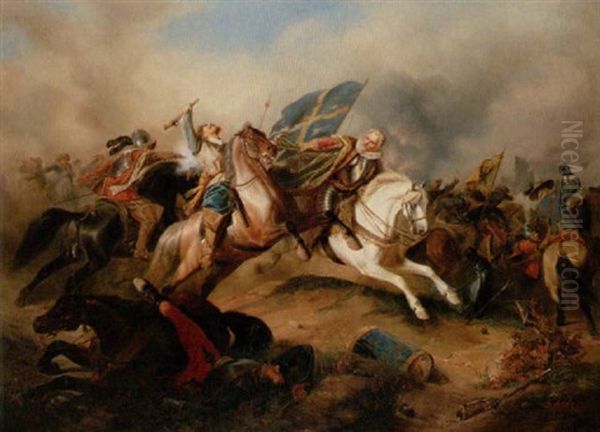 Bataljscen Med Svenskar Mot De Kejserliga Armeerna - Trettioariga Kriget - view 1