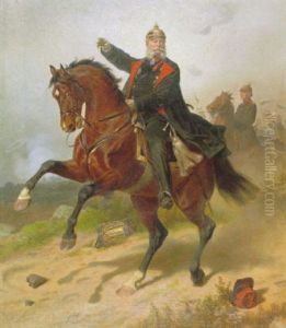 Kaiser Wilhelm I. Von Preussen Uz Pferd, Im Hintergrund Motke by Wilhelm Camphausen