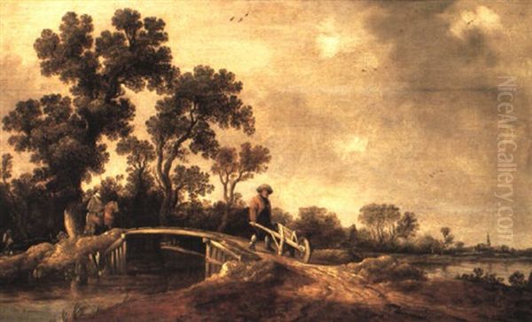 A River Landscape With Figures On A Bridge - view 1