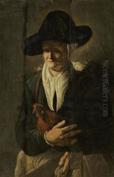 An Elderly Lady Holding A Chicken - view 1